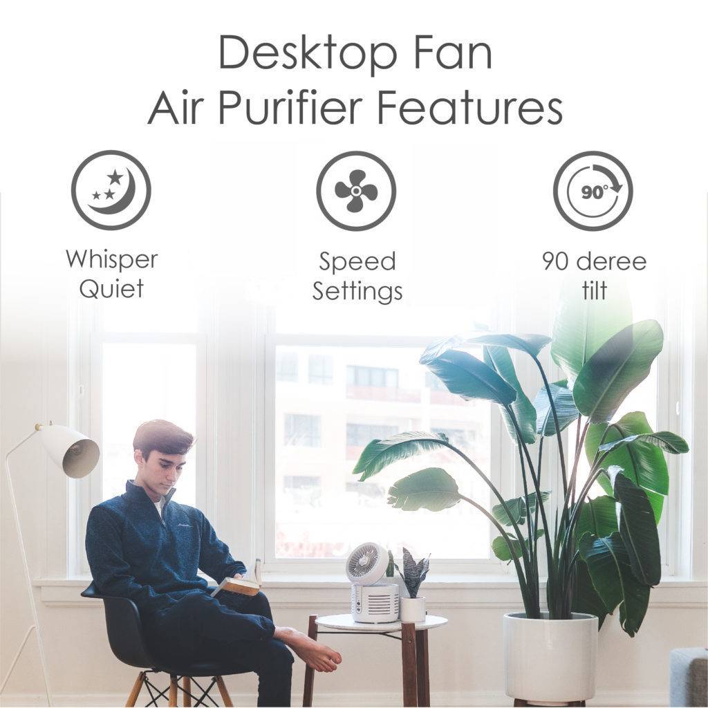 Crane 2-In-1 Desk Top Air Purifier & Fan – With HEPA Filter | EE-5073