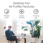 Crane 2-In-1 Desk Top Air Purifier & Fan – With HEPA Filter | EE-5073