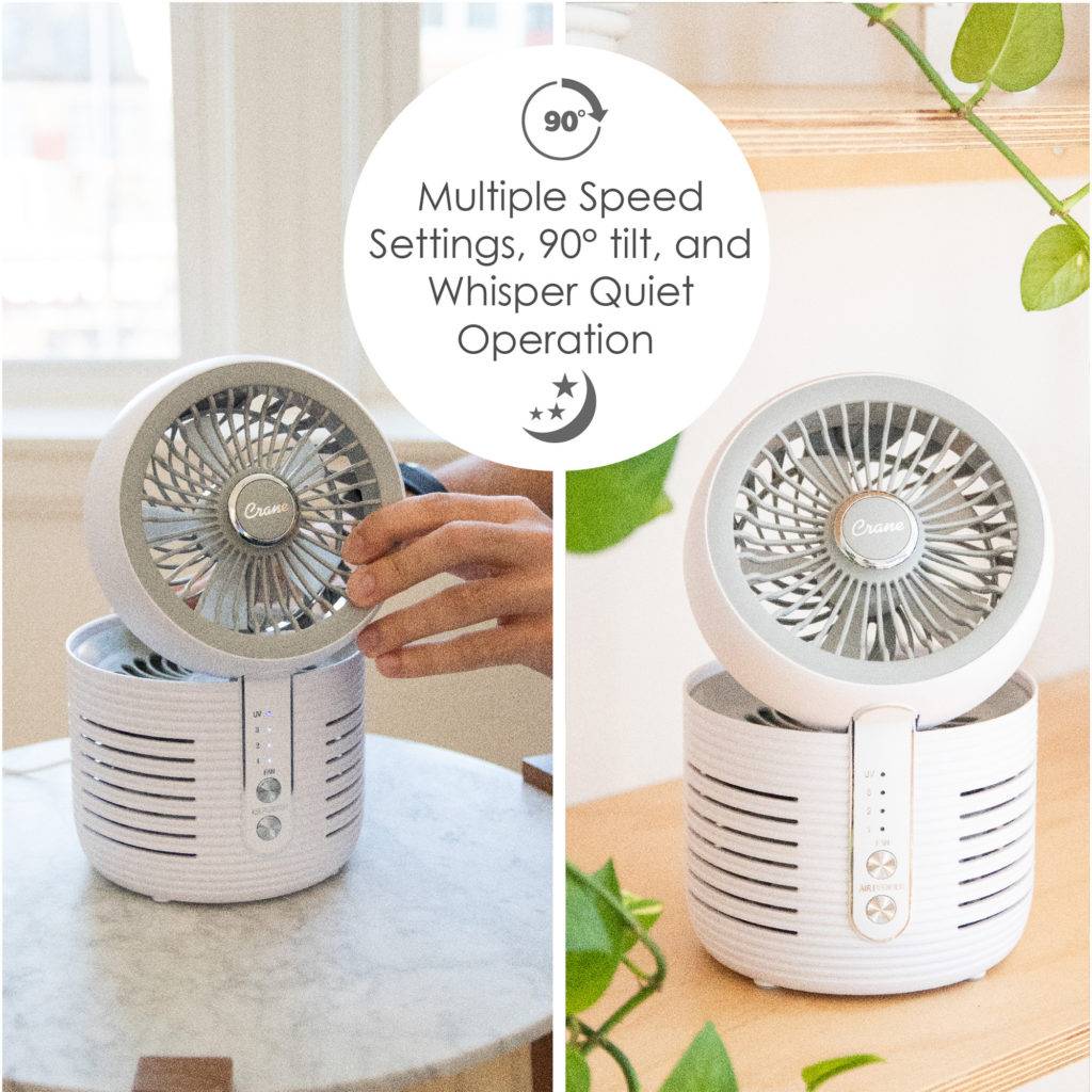 Crane 2-In-1 Desk Top Air Purifier & Fan – With HEPA Filter (EE-5073)