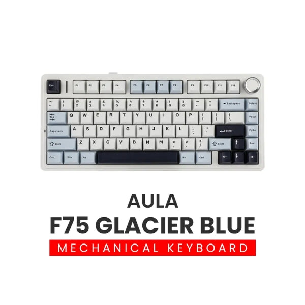 AULA F75 75% Mechanical Keyboard - Hot Swappable Wireless, Ice Vein Linear Switch