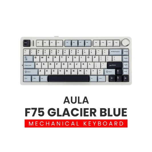 AULA F75 75% Mechanical Keyboard - Hot Swappable Wireless, Ice Vein Linear Switch