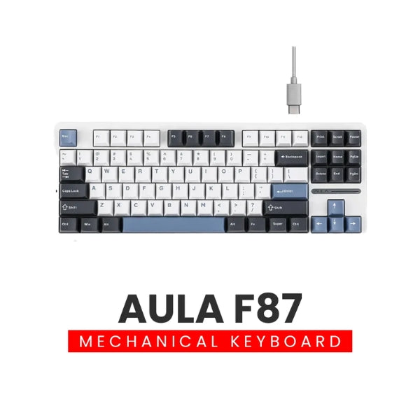 Aula F87 Mechanical Keyboard - Hot Swappable,  Graywood v4