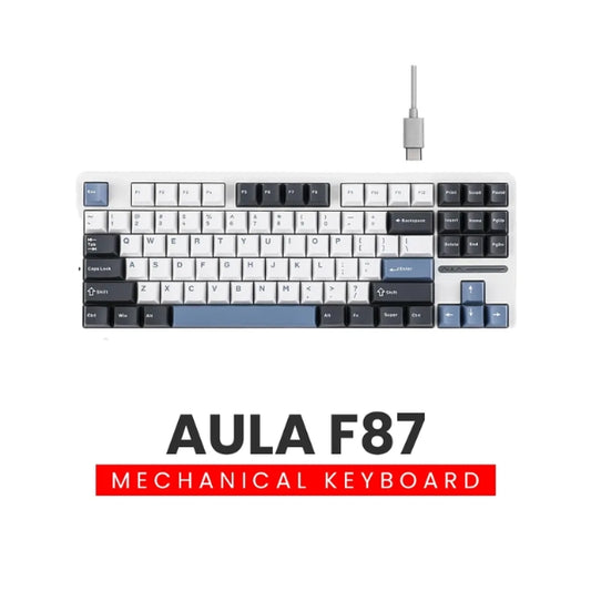 Aula F87 Mechanical Keyboard - Hot Swappable,  Graywood v4