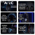 Rock Active Noise Cancelling Vibe Wireless Headphone With Mic