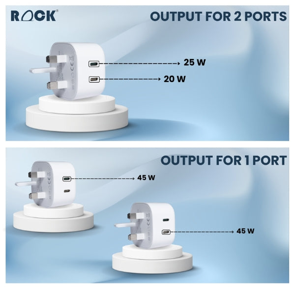 ROCK GaN USB C Output Port Charger 45W