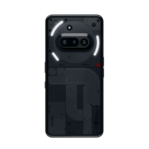 Nothing Phone (3a) smartphone in blue color with the back cover removed, displaying the internal components and camera module.